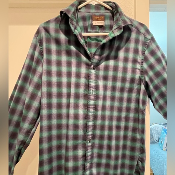 Thomas Dean Other - Plaid Green and Blue Men's Shirt